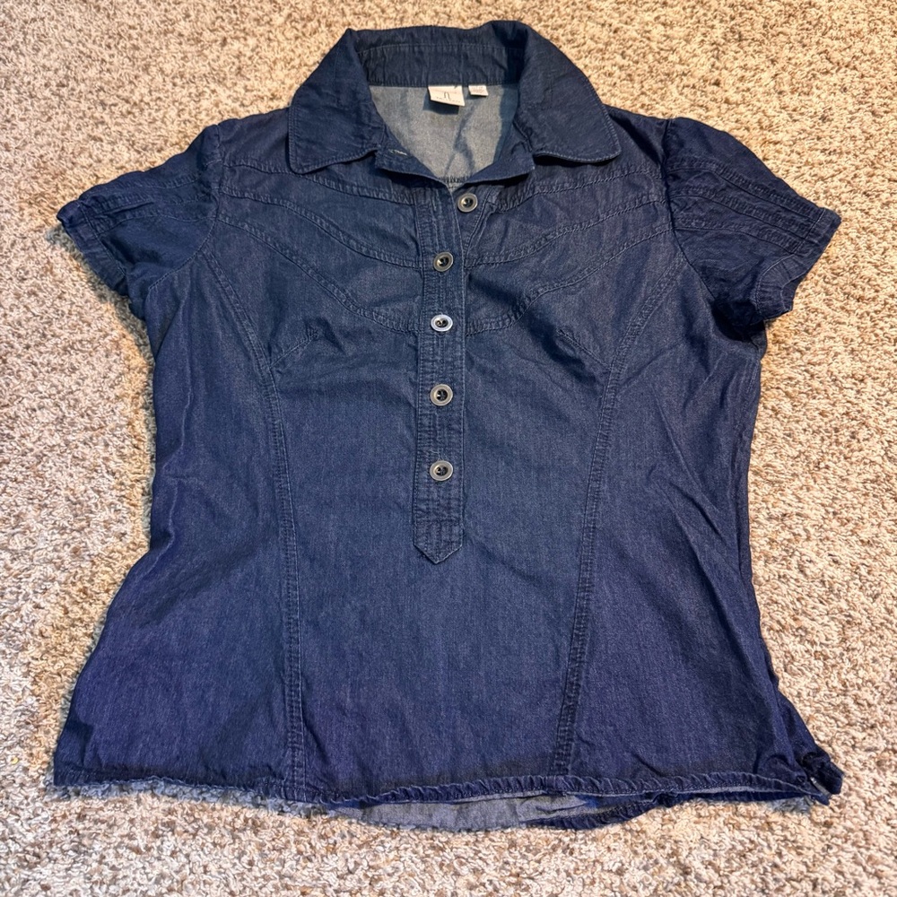 Tristan Blue Denim Button Front Top- S